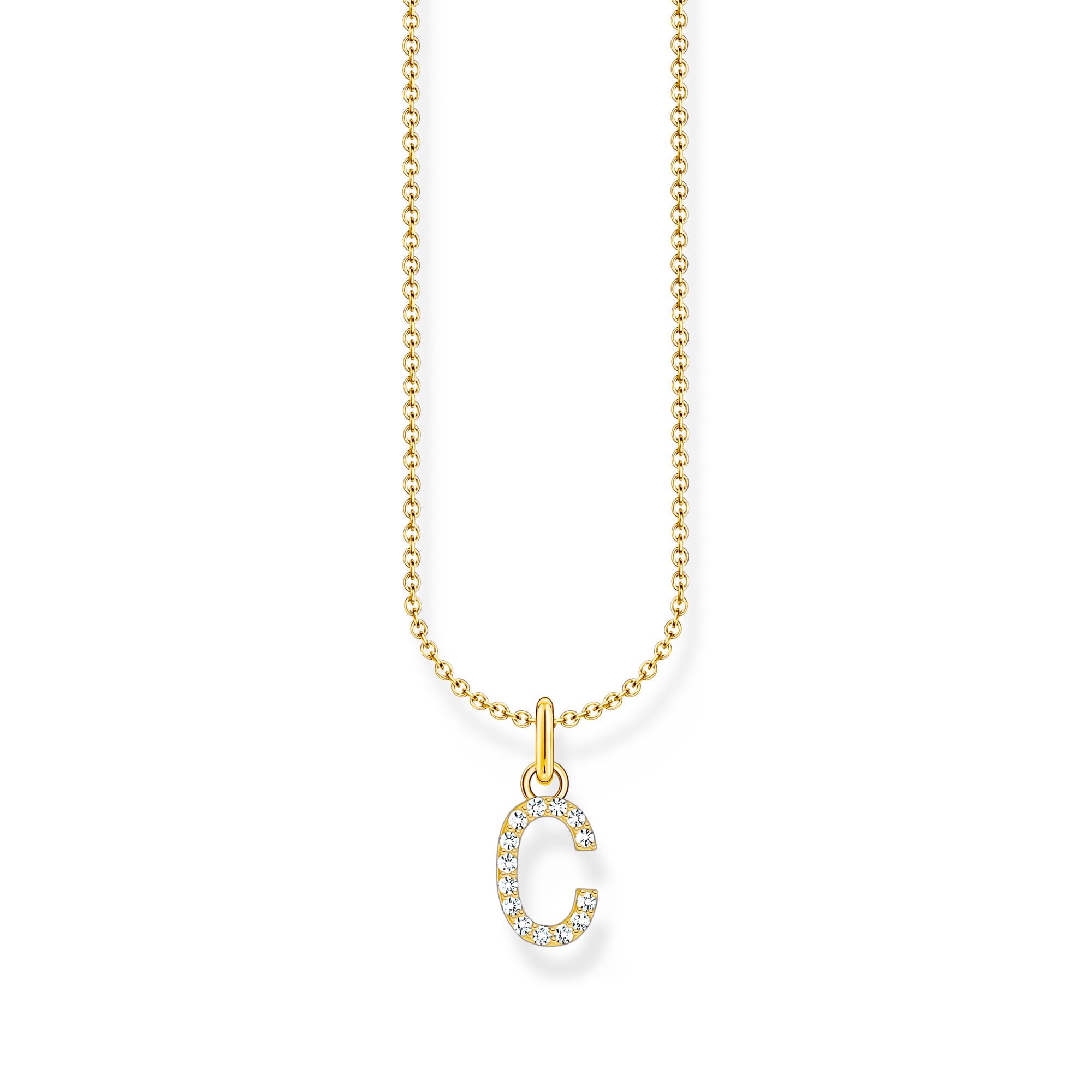 Thomas Sabo Letter C Necklace 925 Sterling Silver with Zirconia KE2242-051-14