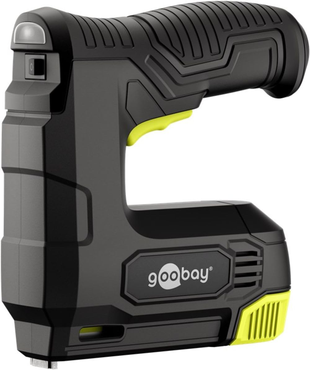 goobay 2en1 Agrafeuse électrique sans fil, batterie 4V, 30 coups/min, livrée avec agrafes et clous