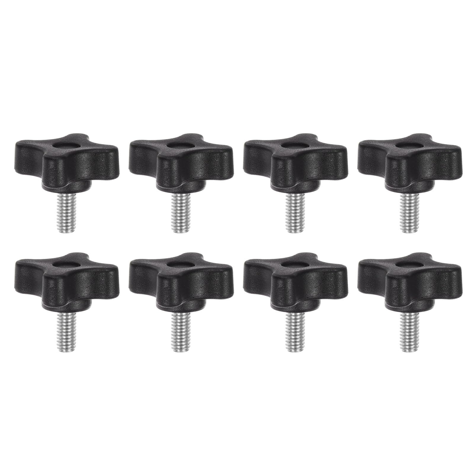 HARFINGTON 8pcs Star Clamping Knobs M6 x 16mm Metric Male Thread 32mm 4-Point Plastic Head Threaded Stud Knob Hand Tightening Thumb Screw Jig Handle,