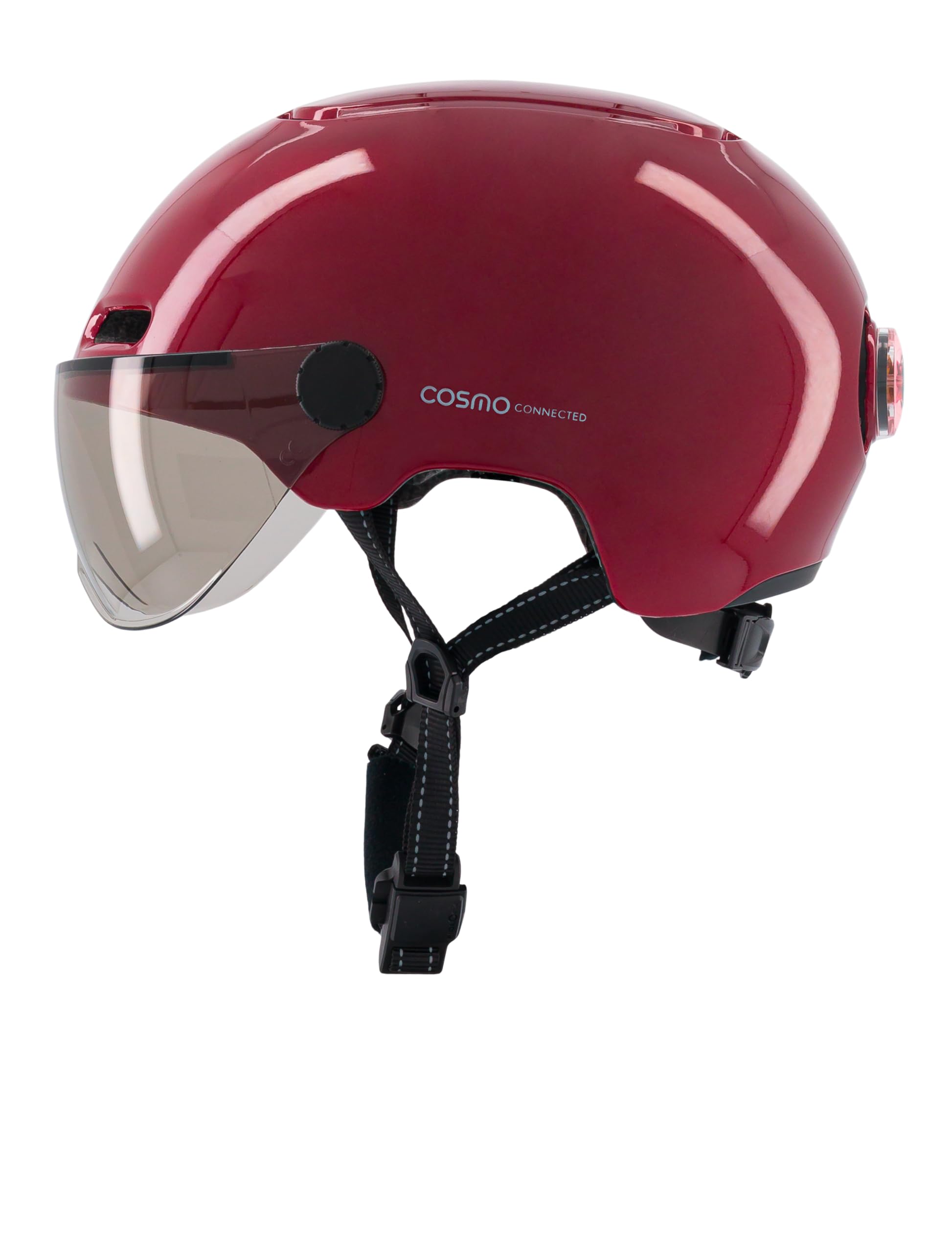 Cosmo Connected - Cosmo Fusion - Casque Intelligent Vélo et Trottinette avec Visière, Taille Adulte - Clignotants, Feu de Freinage Automatique, Partage de Trajet, Détection de Chute