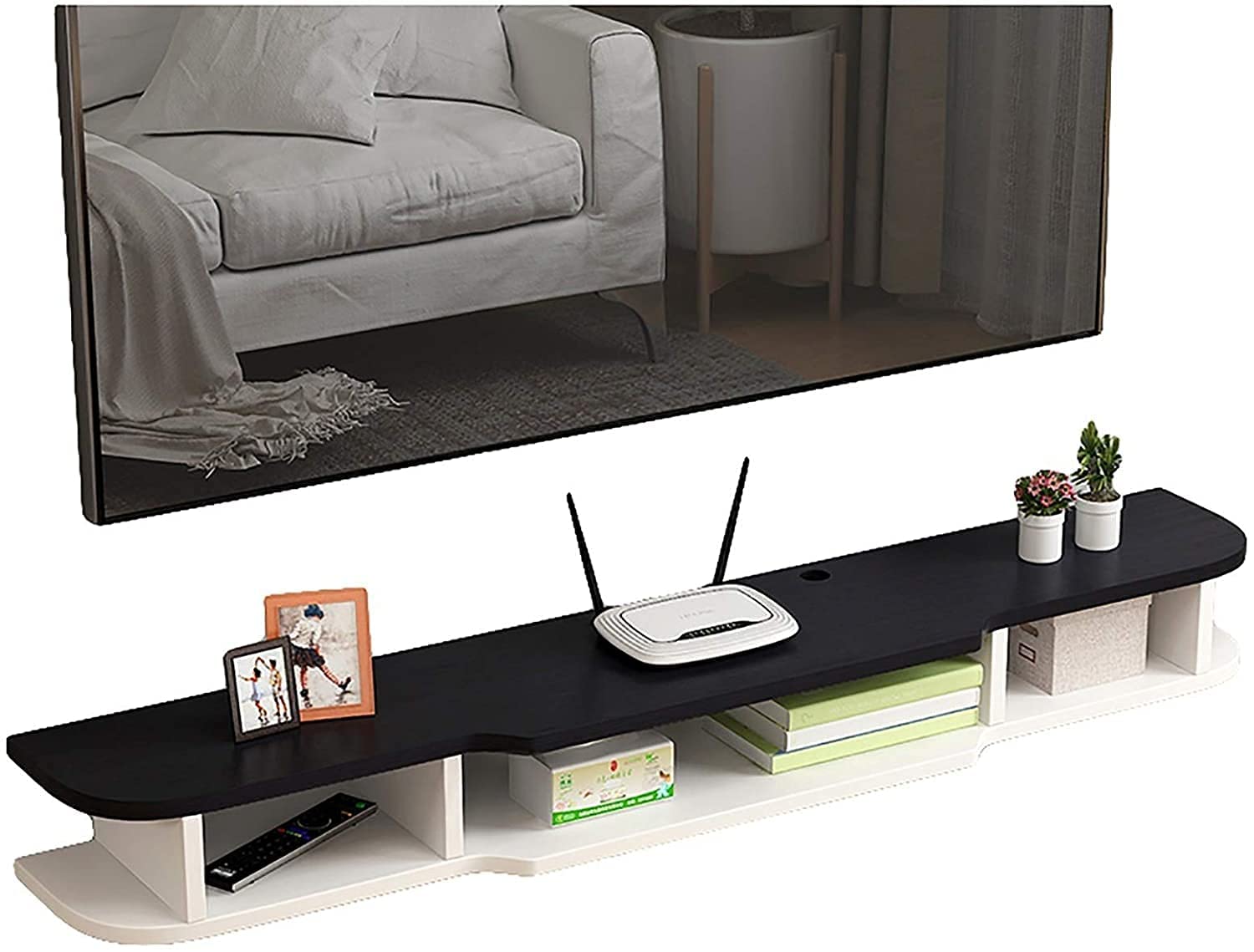 Meuble TV flottant de style minimaliste en étagère murale 120 cm