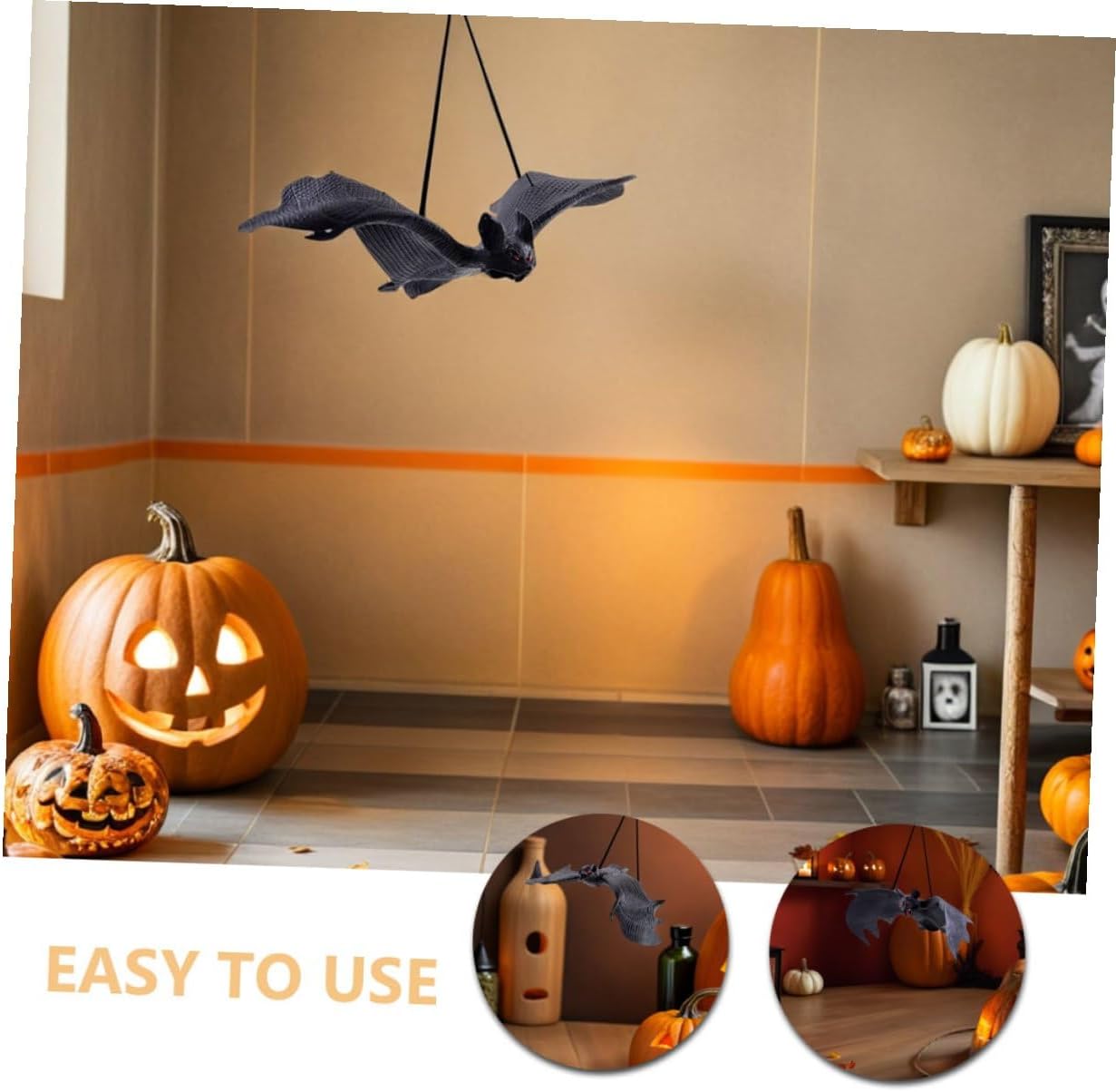 8pcs Halloween Bat Pendant Set Realistic Hanging Bat Ornaments Thick and Regular Styles for Indoor Outdoor Festive Party Décor
