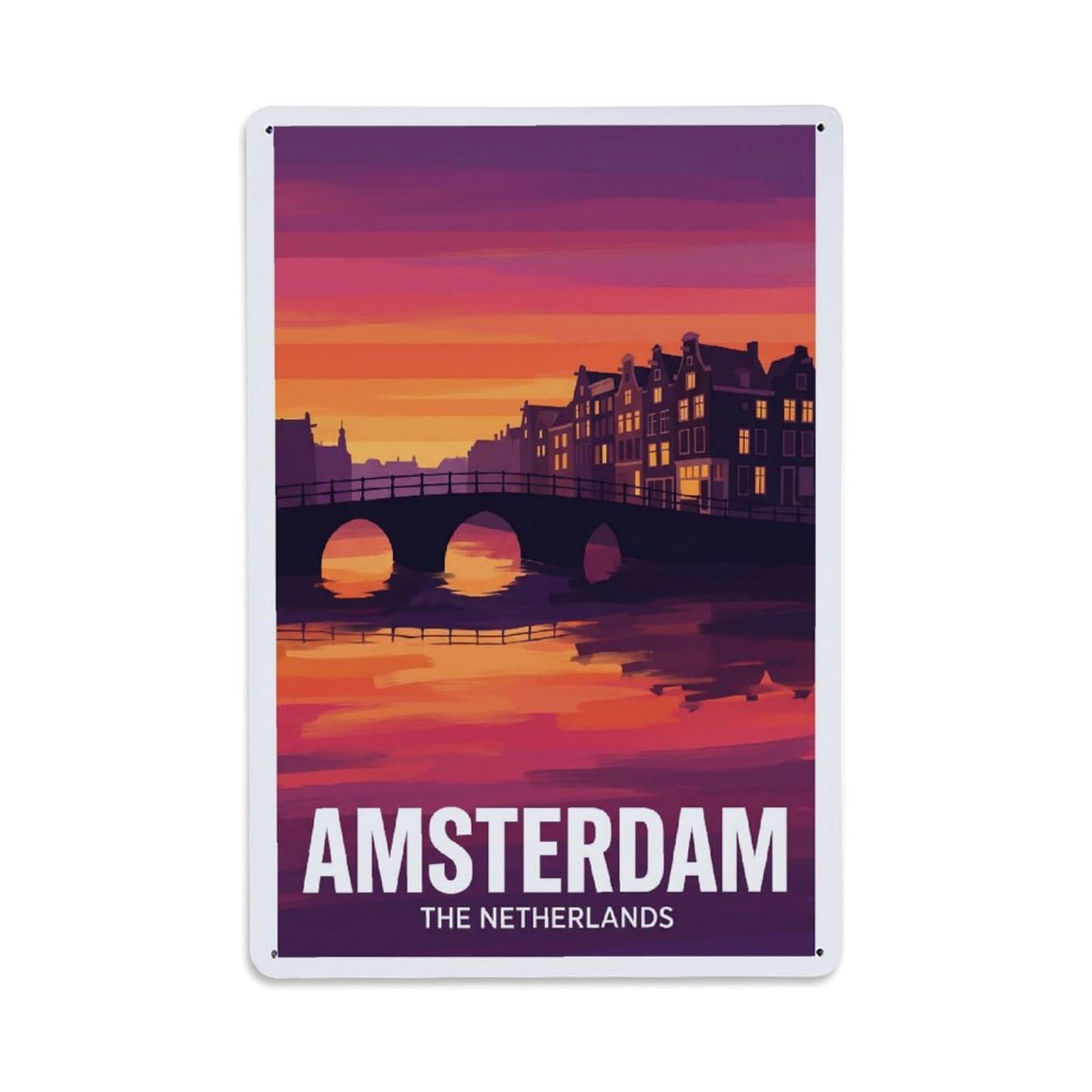 Este 8X12inch Style Vintage Travel Amsterdam Netherlands Heritage Metal Tin Sign