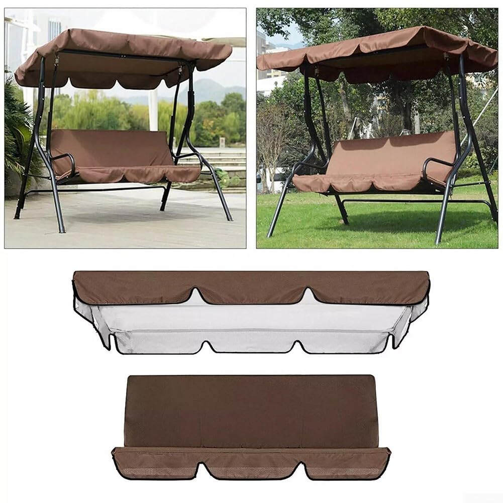 Copertura di ricambio per dondolo, set di sostituzione impermeabile per sedia a dondolo da giardino con 3 coperture per sedile e copertura per baldacchino, senza staffa (Beige 164 x 114 x 15 cm)