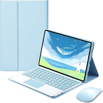 Keyboard Case for Xiaomi Pad 7/7 Pro 11.2 Inch 2025 with Mouse, Round Keys Detachable Wireless Trackpad Touchpad Keyboard for Xiaomi Pad 7/7 Pro 11.2 Inch 2025