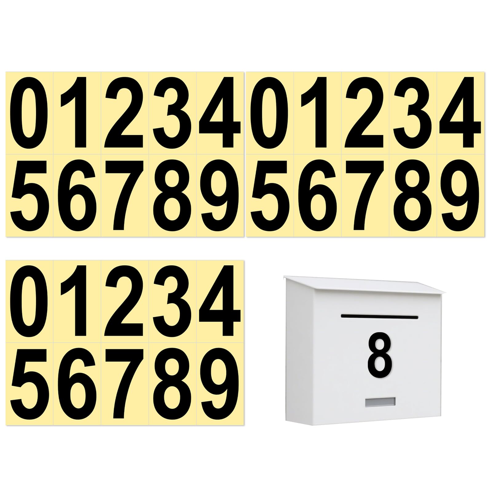 Reflective Mailbox Number, 4 inch Self Adhesive Number Stickers for Wheelie Bins & Doors Reflective Vinyl 0-9 Waterproof Mailbox Dustbin Stickers (30 Sheets)
