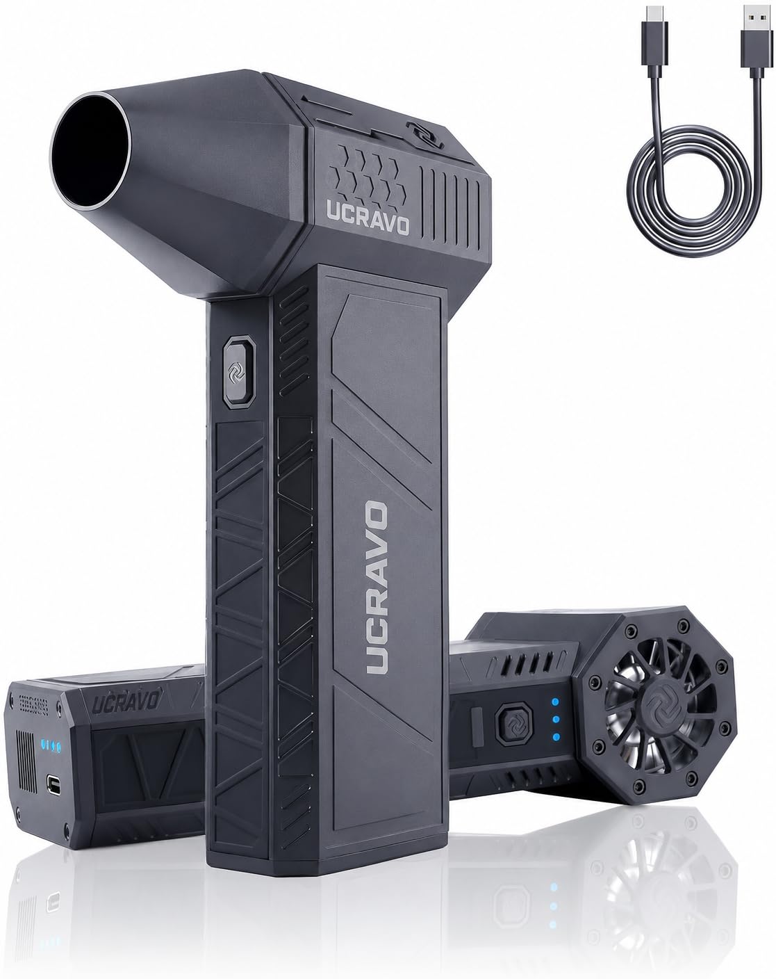 UCRAVO Mini Jet Fan Turbo Air Blower | Rechargeable Cordless Air Duster for Car, Computer, Keyboard & Home Cleaning |Electric Air Duster High Speed Portable Turbo Fan Vacuum Cleaner with USB Charging-image-23