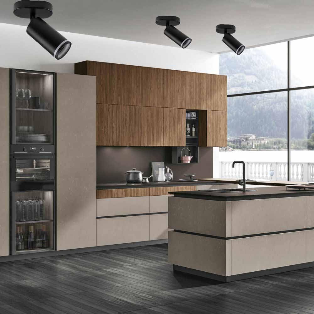 Vetrineinrete® Applique plafoniera orientabile da soffitto o parete 1 diffusore lampada attacco GU10 per bagno soggiorno bianco o nero (Nero)