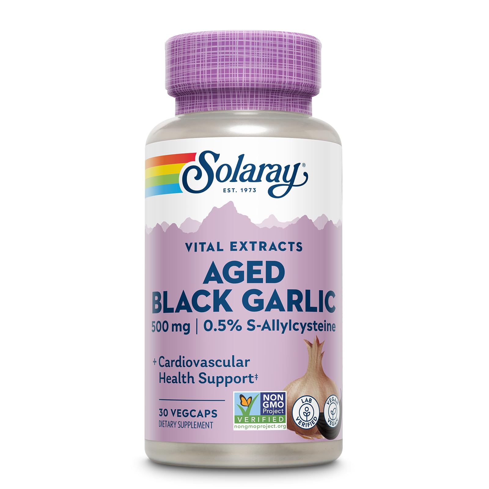 SOLARAY Aged Black Garlic 500 mg, 30 VegCaps