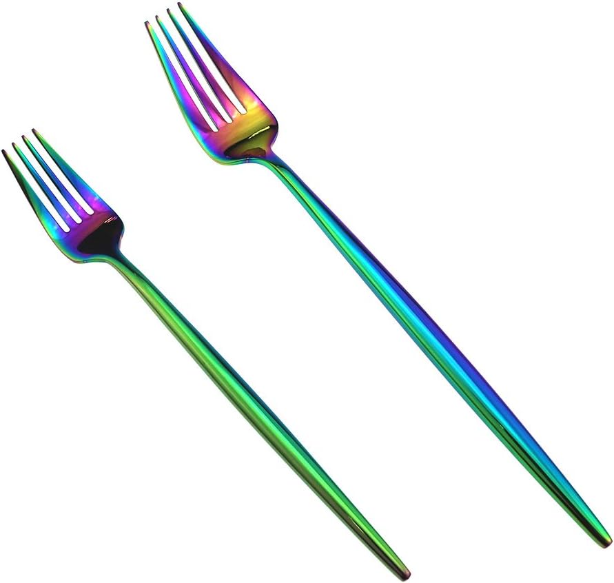 JASHII Luxury 20-Piece 18/10 Stainless Steel With Titanium Colorful Plated Multicolor Flatware Set Silverware, Rainbow Color Cutlery Set Service For 4 (Dessert Spoon)