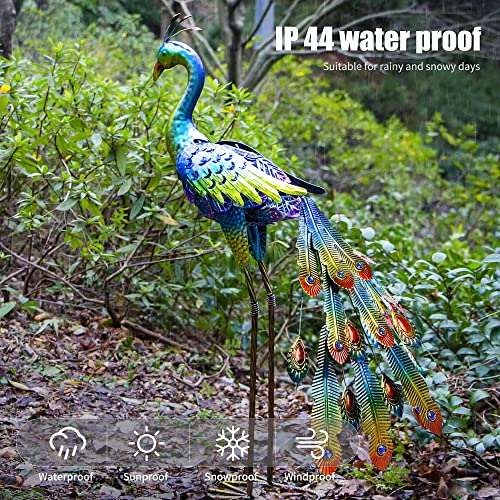 Glintoper Metal Peacocks Solar Garden Decor Outdoor Statues Sculptures With Led Lights, Solar Powered Decorative Yard Art For Landscape Patio Yard Walkway Pathway Lawn, 1 Pack #TOP7