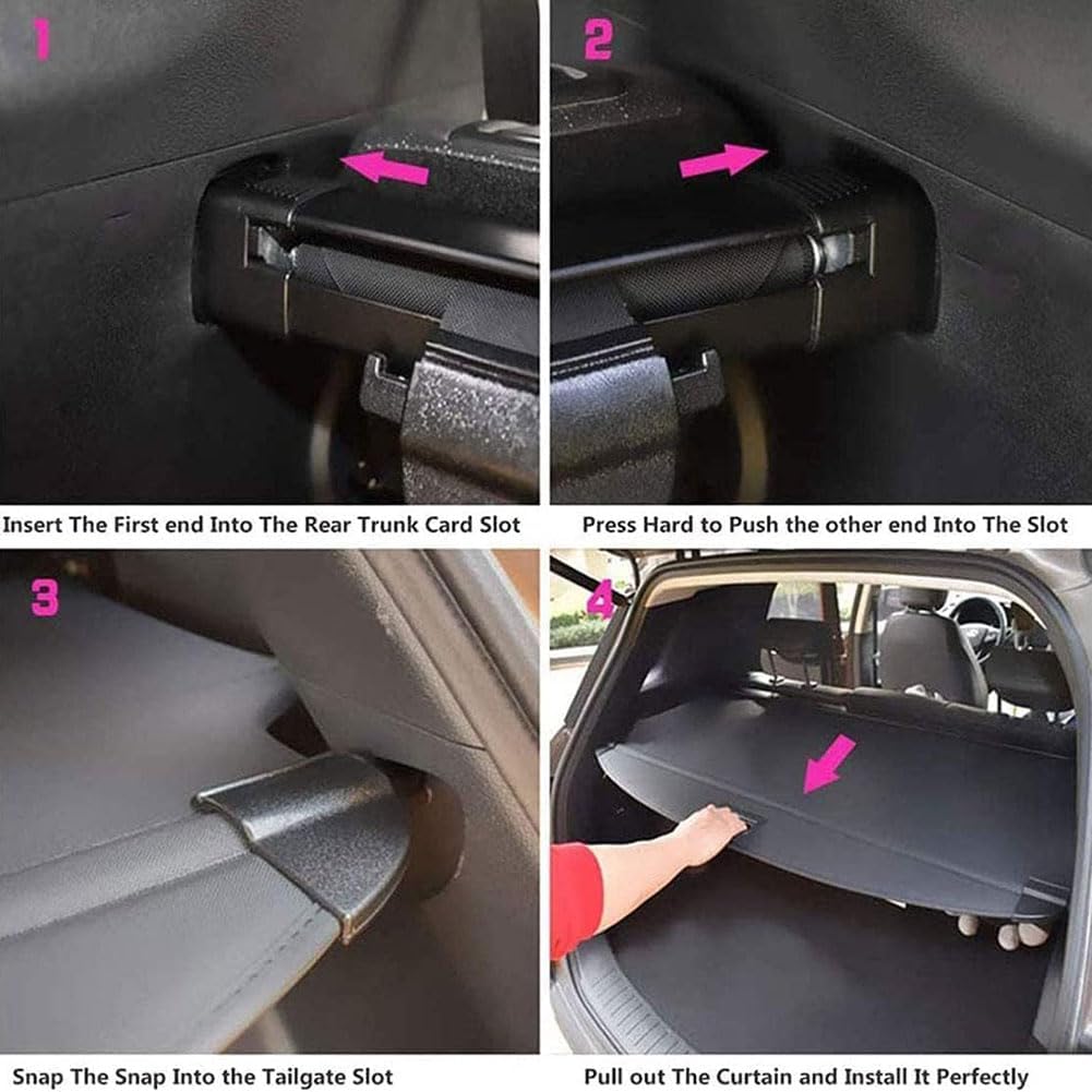 PGYREUGQ Retractable Rear Cargo Cover for Mercedes BeNZ Smart 2010-2014, Car Trunk Load Shelf Rear Boot Panel Roller Blind Accessories 7