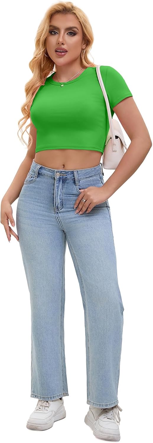 SKYZOO Crop Tops for Women Cute Summer Basic Tees Slim Fit Trendy Short Sleeve T Shirts for Teen Girls 2025 - Image 5
