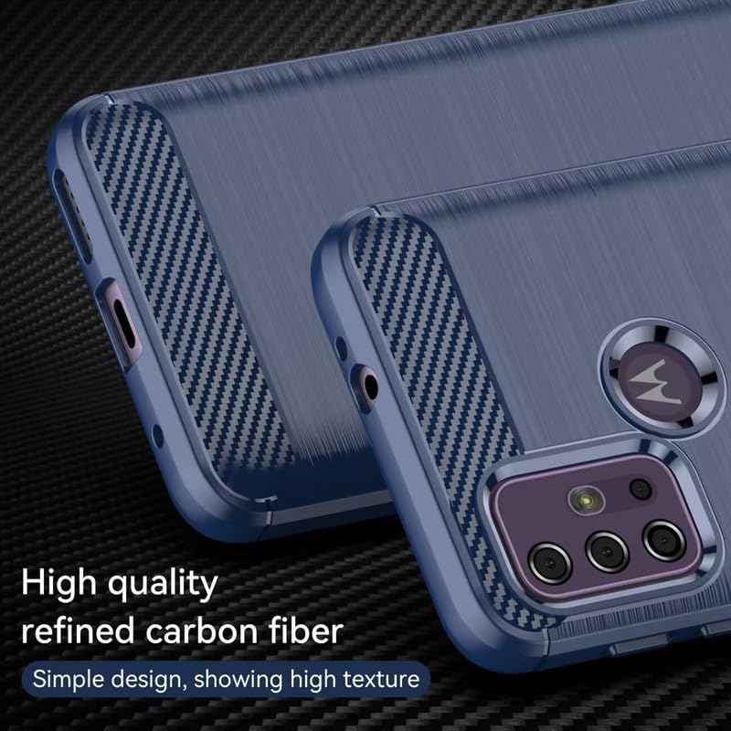 Image of NPRC Hybrid Ultra Slim Protective Case TPU Non-Slip Carbon Fiber Texture Shockproof Case Cover for Moto E40 - Blue