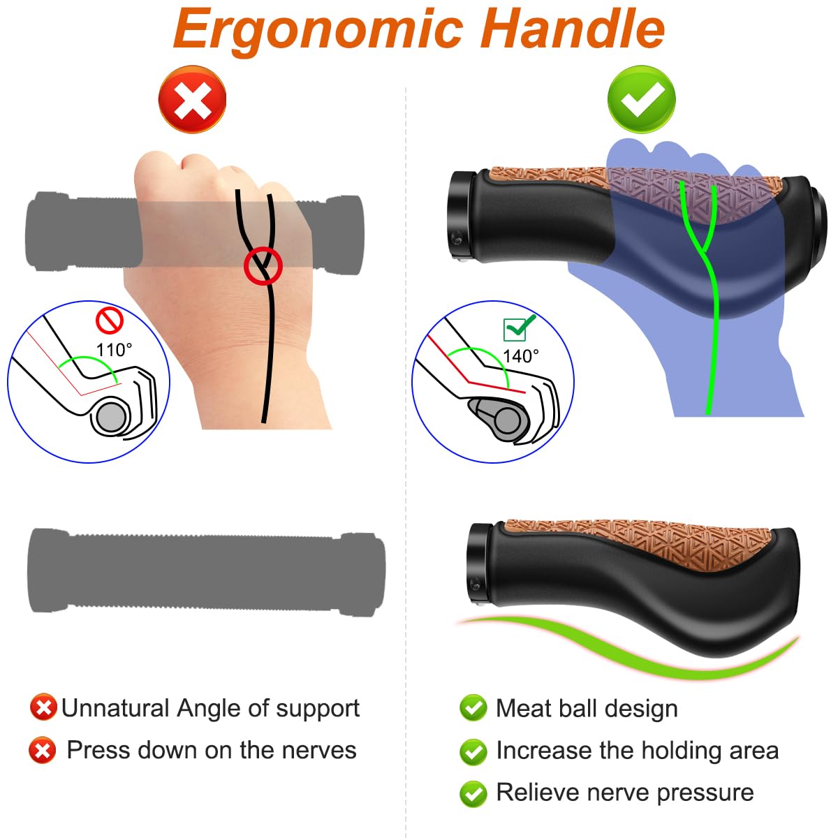 Manopole MTB REETEE Antiscivolo - Impugnature Ergonomiche Per Manubrio 22mm - Foto 4