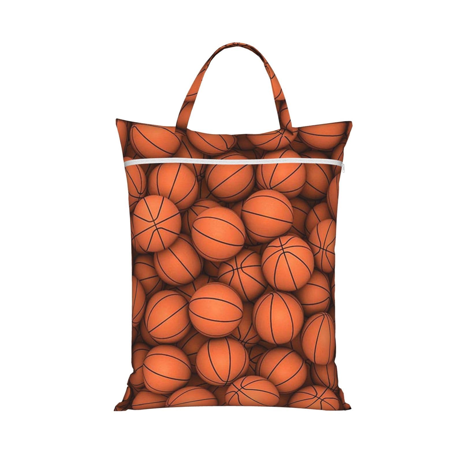 YFSGDLBN Basketball Orange printed Travel dirty laundry bag clothes pack Storage Basket Bag