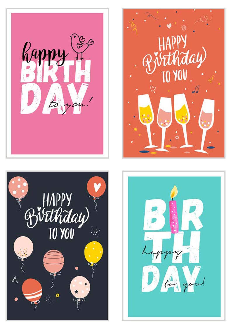 Set Di 16 Biglietti Di Auguri Di Compleanno Edition Seidel – Con Buste, Formato 10,5x16 Cm, Motivi Vari, Stampati In Germania, Per Uomo E Donna