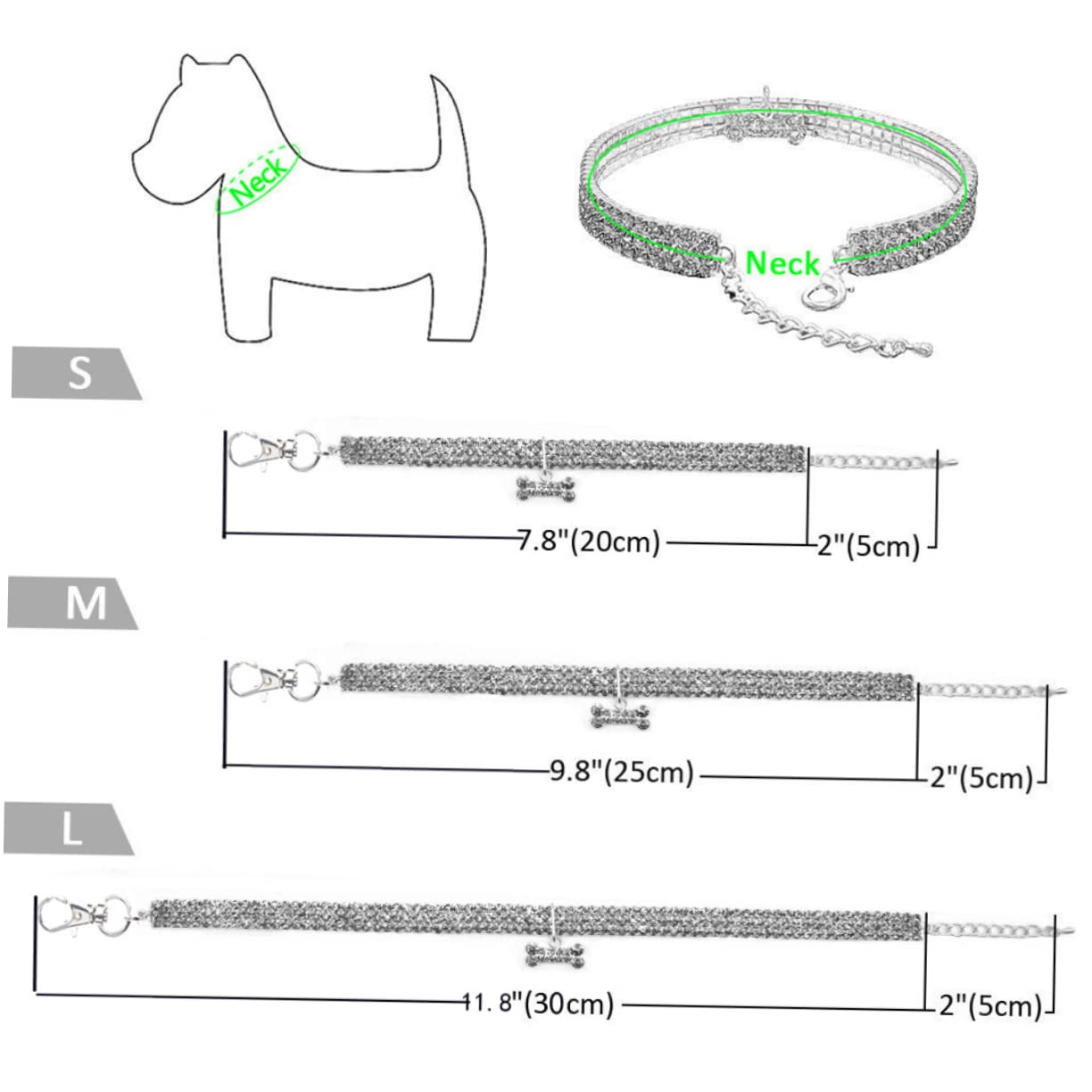 HOLIDYOYO Sparkling Rhinestone Dog Necklace Decorative Pet Collar Elastic Pet Neckchain