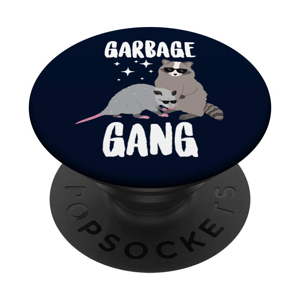Opossum And Raccoon - Garbage Gang - Funny Animals PopSockets PopGrip: Swappable Grip for Phones & Tablets