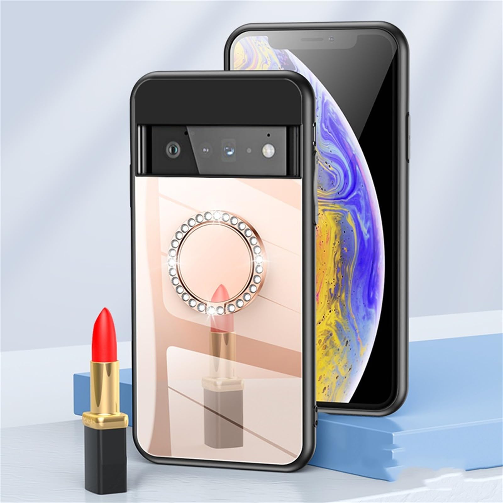 Amazon.co.jp: Pixe6aケース 鏡 指輪 スタンド付き シリコン Google 
