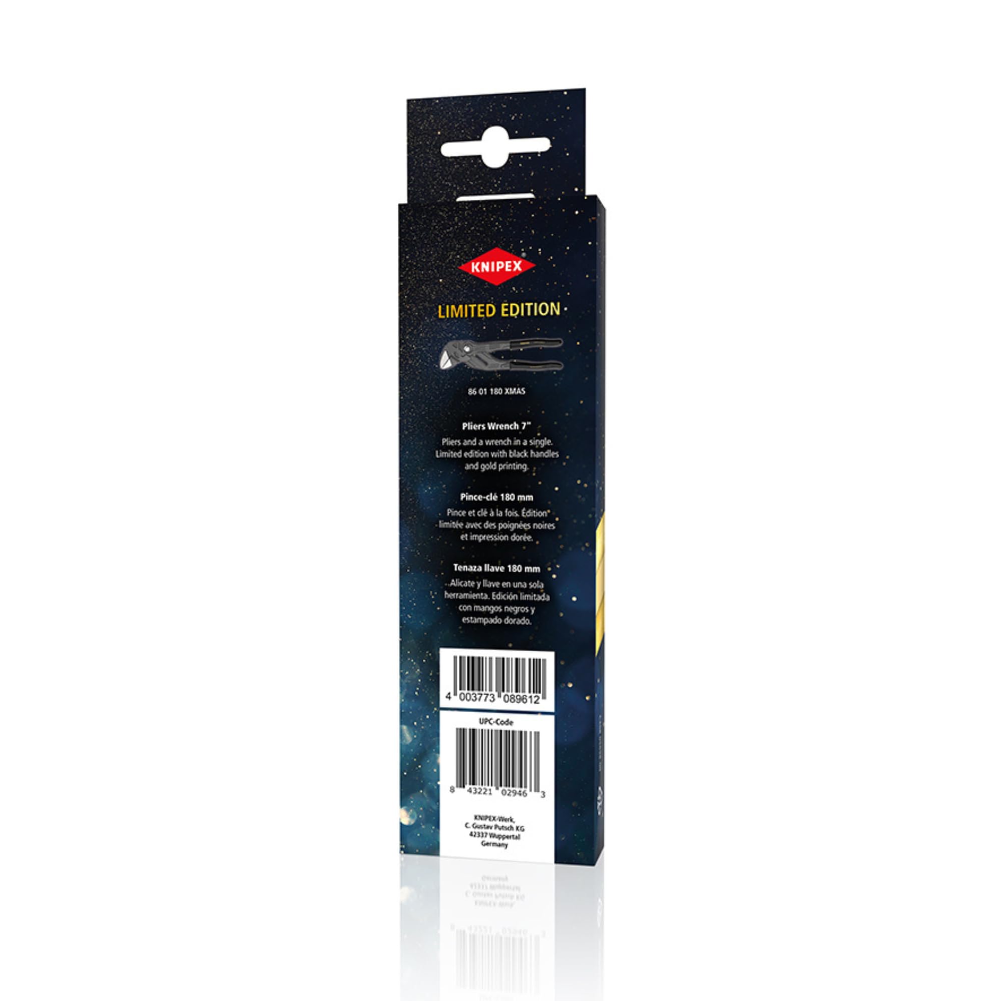 KNIPEX 86 01 180 XMAS Edition Clé à Pince 180mm - Poignée Noire & Dorée
