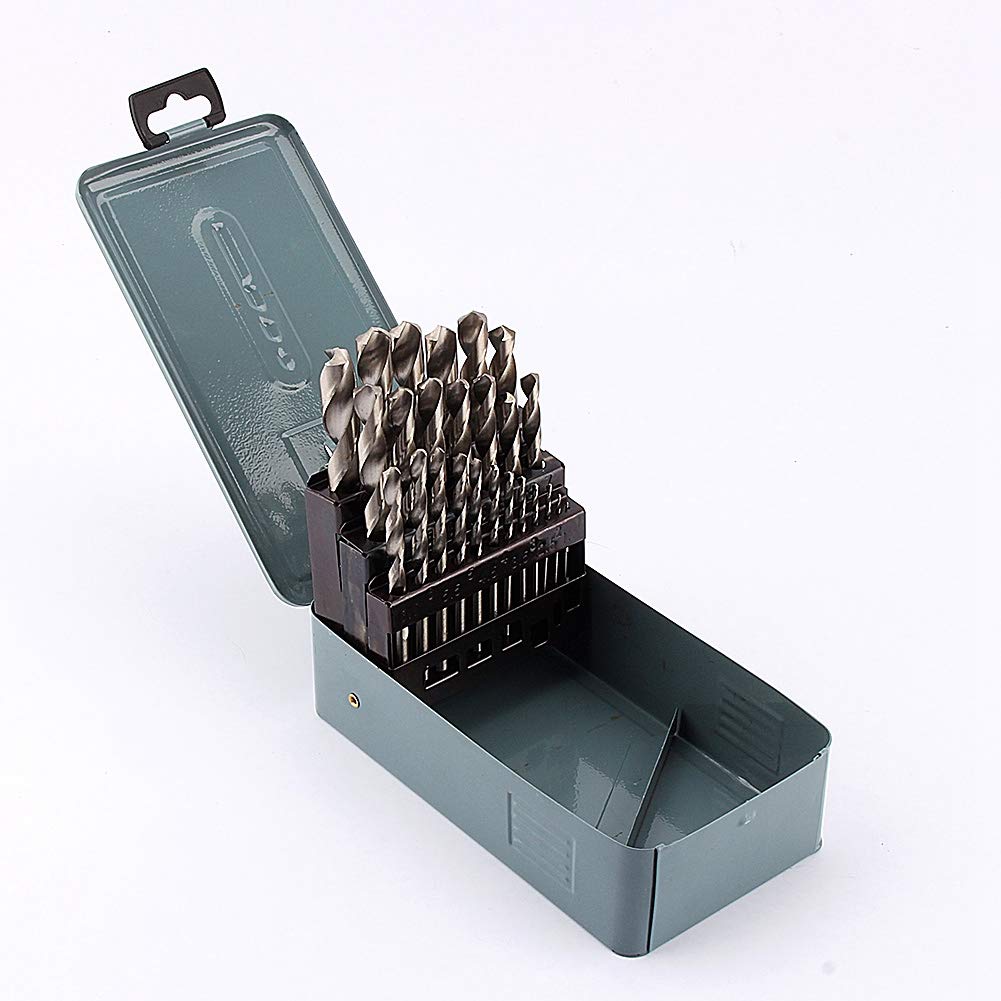 Juego de puntas de taladro en espiral HSS profesional de 25 piezas, herramientas de perforación de Metal de alta resistencia para materiales de aleación de hierro fundido d