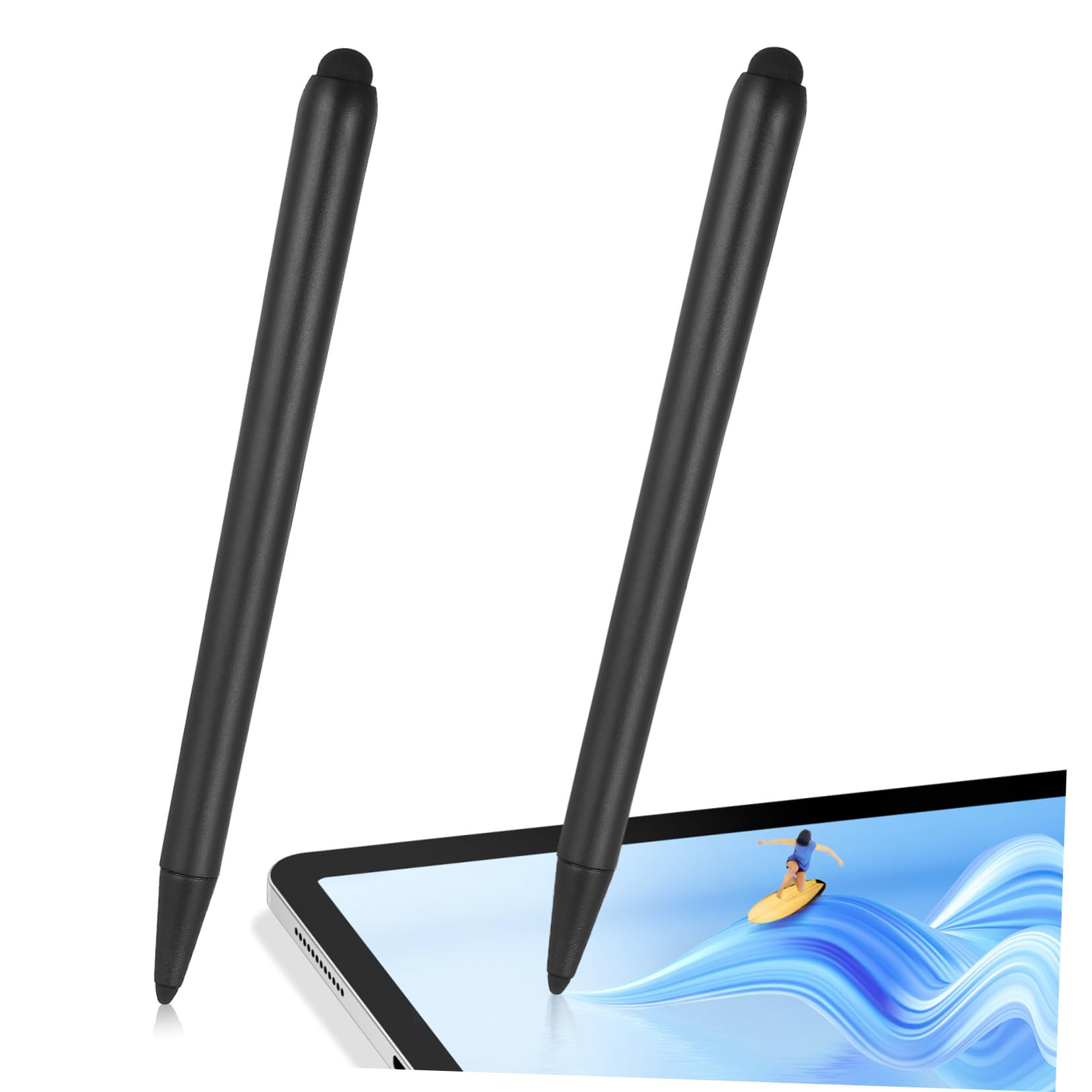 2 Pezzi Stylus Pen Nero Abs a Doppia Punta per Touch Screen | Penna per Lavagne Elettroniche, Penna per Schermo Touch, Uso Meeting e Didattica