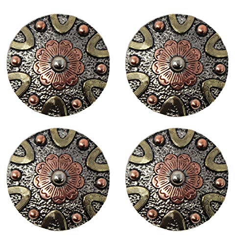 CHALLENGER Set of 4 Conchos Western Saddle Tack Copper Flower Co543