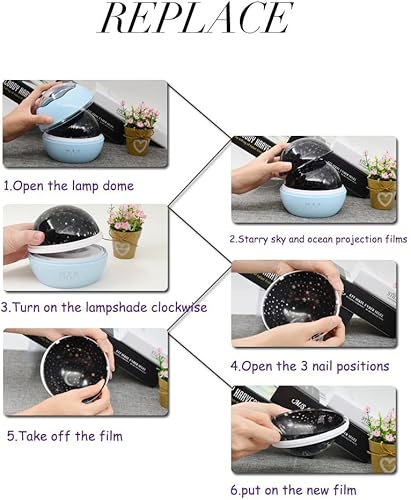 Miniatura 8 de Luz nocturna para niños, proyector de luz nocturna estrellada giratoria de 360 para bebés, proyector de ondas oceánicas para niños pequeños, regalos