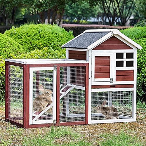 Chicken Coop, 48.4" Outdoor Wooden Chicken Coop, Wooden Rabbit Hutch, With Ventilation Door, Pull Out Tray And Ramp, For Rabbits, Chickens, Cats, Small Animals #TOP1