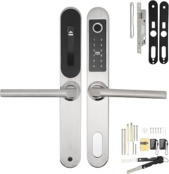 Adjustable Smart Door Lock, Fingerprint Password IC Magnetic Card Mechanical Key Digital Lock, Alloy Material, Zinc Alloy Stainless Steel, for Apartments,Villas,Homes
