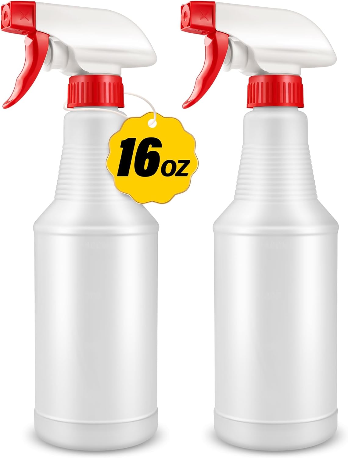 DIYSELF 2-Pack 16oz Heavy Duty Leak-Proof Spray Bottles - Adjustable Nozzle for Cleaning, Plants, Pets, Alcohol & More, BPA-Free HDPE