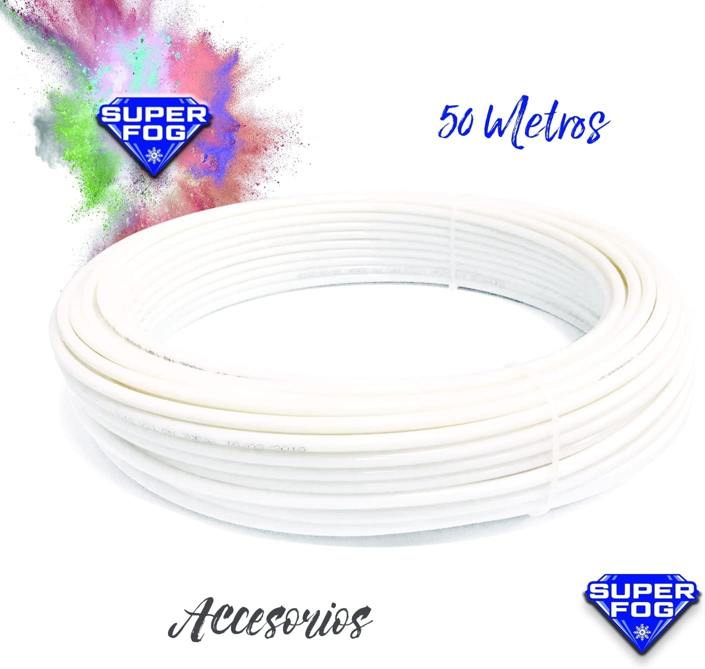 Rollo de 50 Metros de tubería Fabricada en Poliamida. Medida 1/4". Alta Resistencia. Presión de Rotura 140 Bar. Color Blanco.