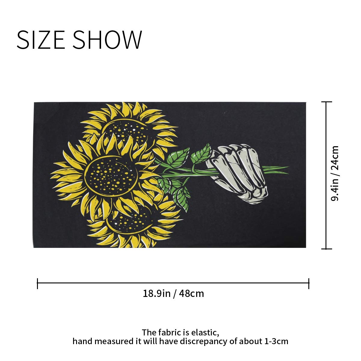 MOYYO Skeletons Hands Holding Sunflower Face Sun Dust Mask Bandanas Seamless Elastic Head Wrap Neck Gaiter Magic Scarf Headband for Festivals Running Cycling Indoor Outdoor Sport