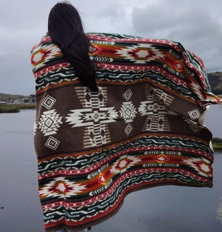 Image of Alpaca Wool Blanket, Throw Size 78 x 47, Reversible 2 in 1, Thick and Ultra Soft, Hypoallergenic, Non-Itchy, Handmade in Ecuador. Premium Alpaca Wool Thtow Blanket for Cozy Comfort.(Aztec Brown)