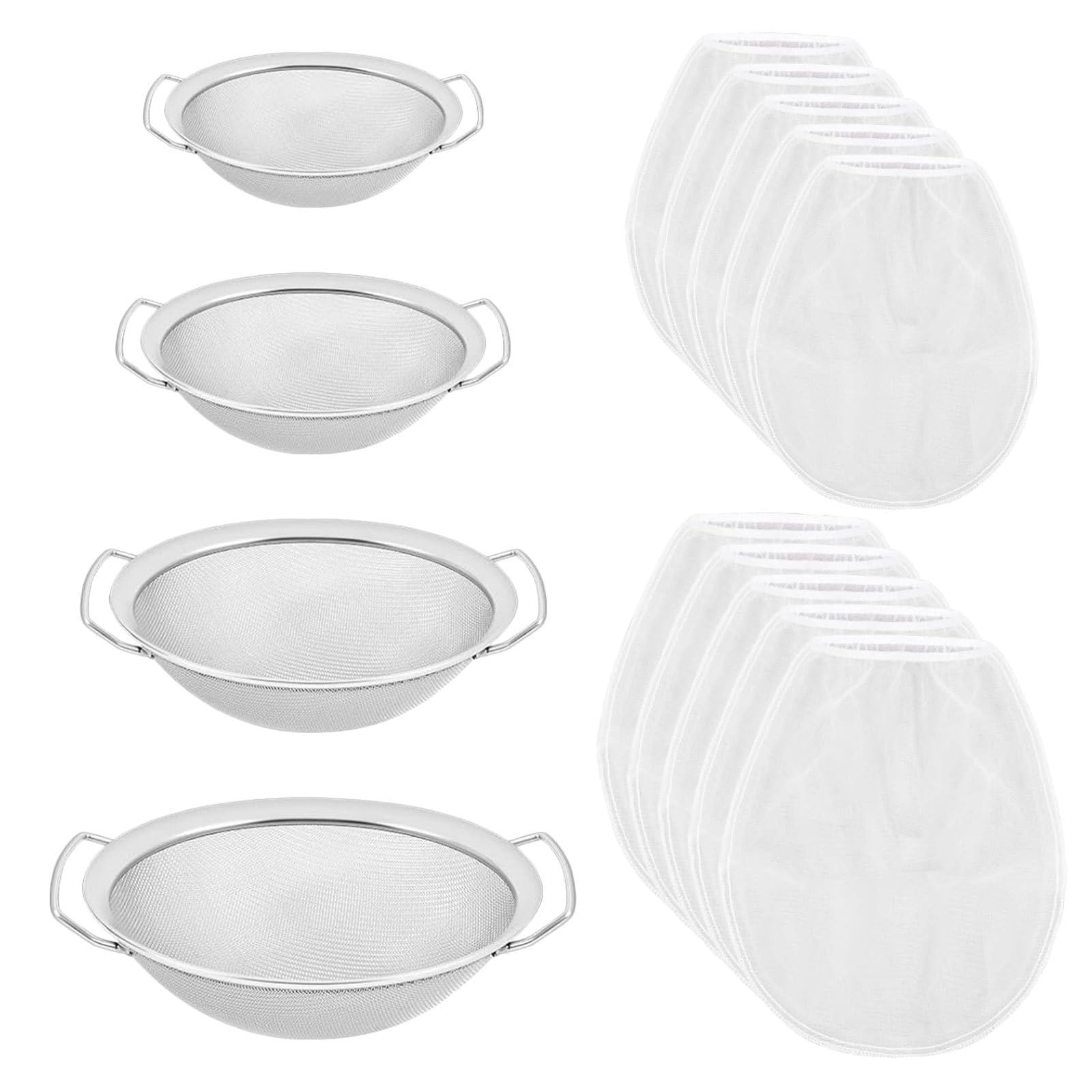 SEWACC Juego de 4 filtros de Malla de Acero Inoxidable para Pintura, Ideales para Cubos de Pintura y líquidos. Herramientas industriales y Manualidades.
