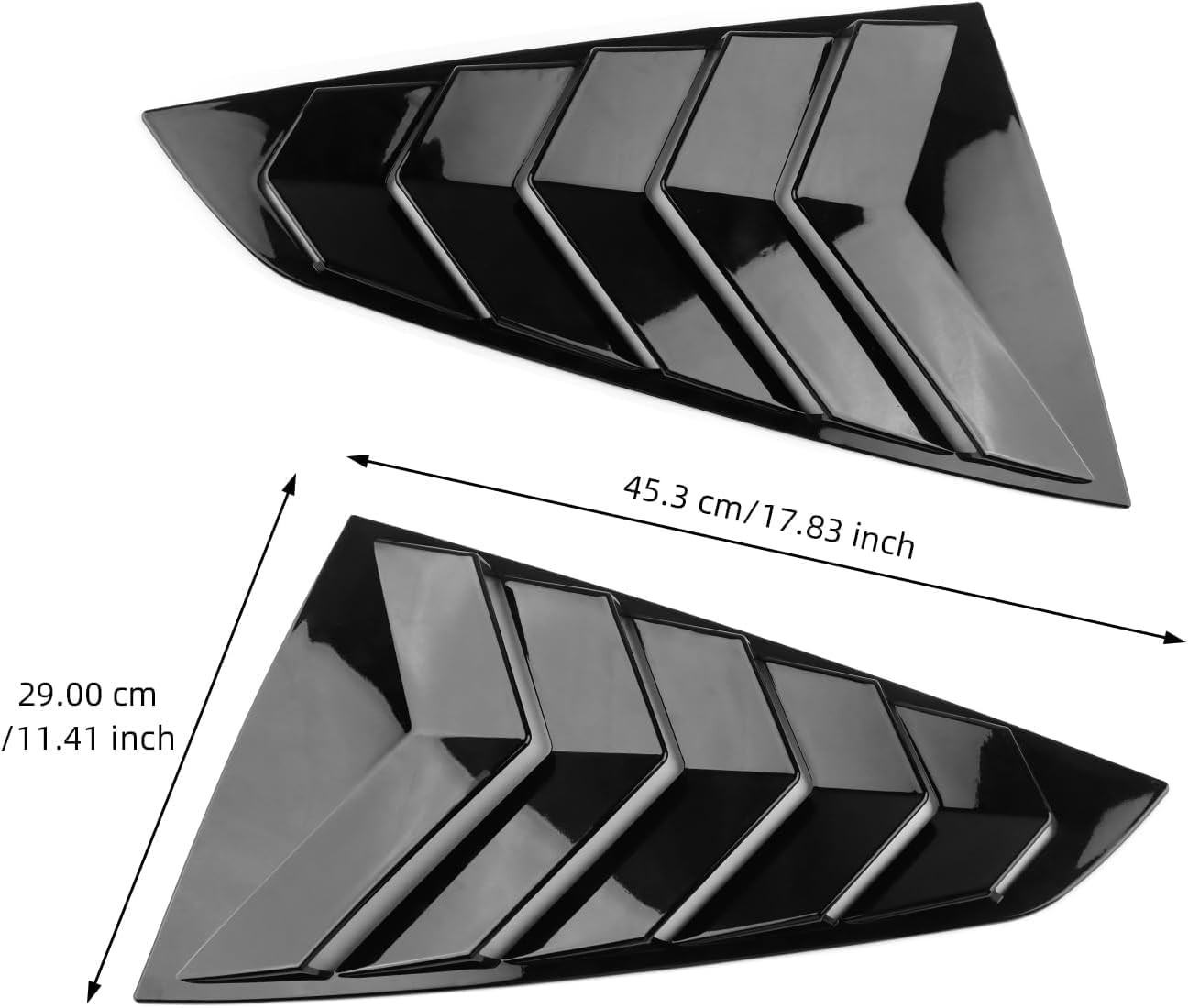 2Pcs Rear Side Window Louvers Air Vent Scoop Shades Cover Blinds Trim Compatible with Ford Mustang 2024 2025 Exterior Accessories (Glossy Black)