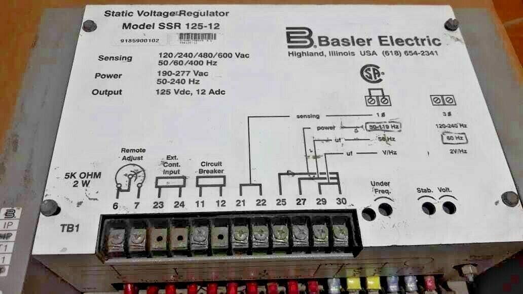 Buy Basler Electric SSR 12512 SVR Static Voltage Regulator, Generator