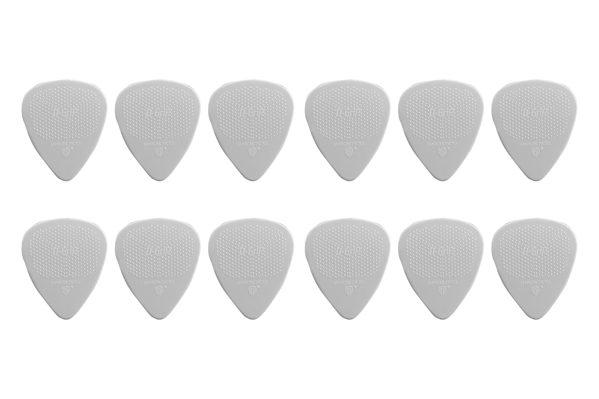 Plectrum – Janicek Nylon Picks – Standard 351 Shape – 0.38 mm White – Pack of 12 – with non-slip textured surface – made in Czech Republic