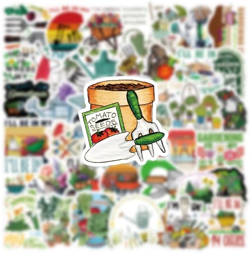Miniatura 4 de Paquete de 62 calcomanías de jardinería, calcomanías estéticas impermeables de vinilo para botella de agua, patineta, laptop, teléfono, diario,