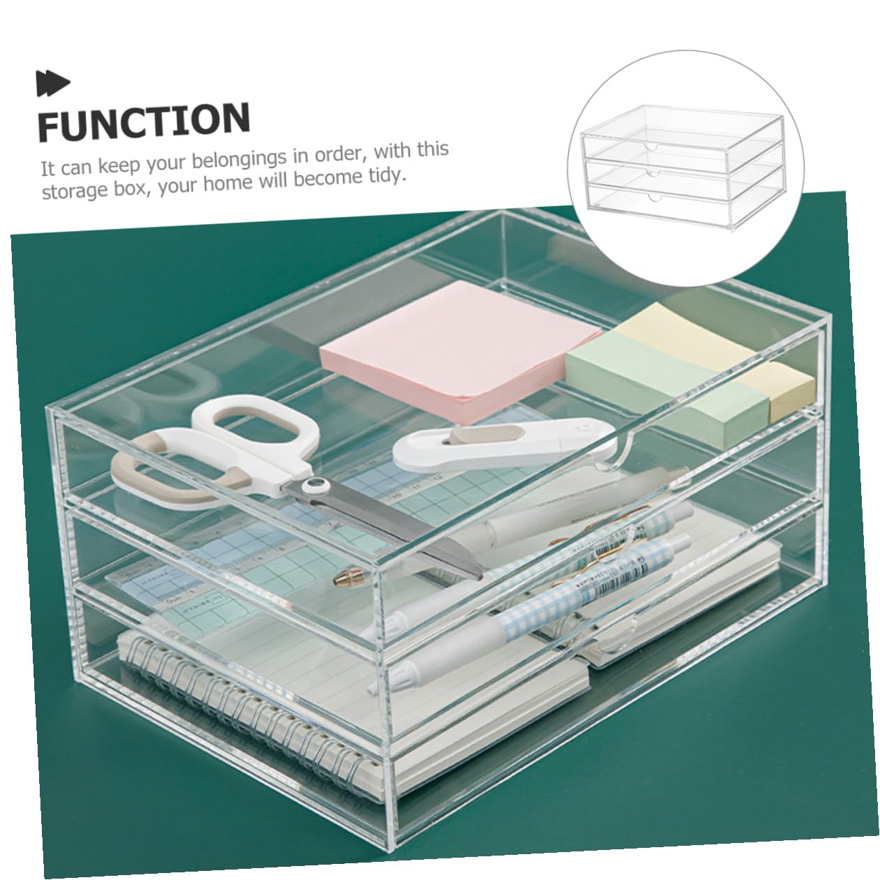 Artibetter Organizer da Scrivania in Acrilico Trasparente Strati Contenitore per Trucchi e Cosmetici Design Pratico e Salvaspazio per Piccoli Oggetti