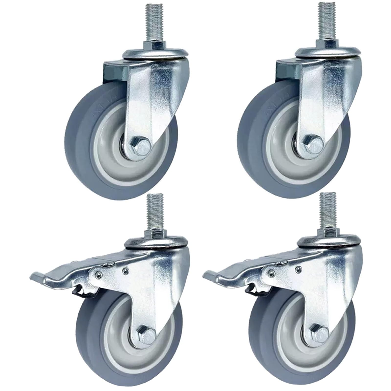 whalebee Rubber Castors Pack Of 40 Threaded Stem Casters Dual Locking M14 M16 M20×30 Stem Caster Wheels 3" 4" 5" Swivel Caster, Silent Castor For Furniture, Trolley