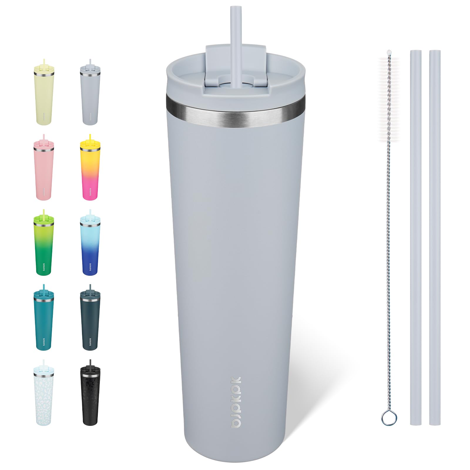 BJPKPK 34oz Coffee Tumbler with Straw, Insulated Stainless Steel Cup