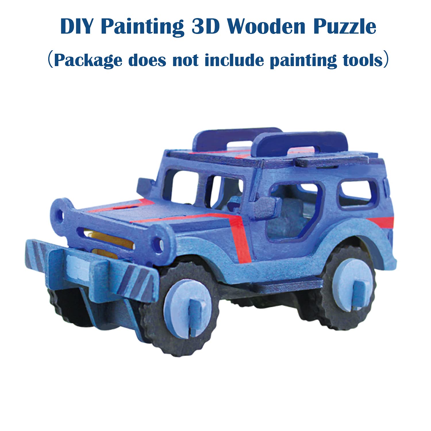 Georgie Porgy Zestaw konstrukcyjny, drewniane puzzle 3D, wycinane drewniane modele dla dzieci, zabawka, zestaw 3 szt. (dwupłatowiec, terenówka, statek ratowniczy)