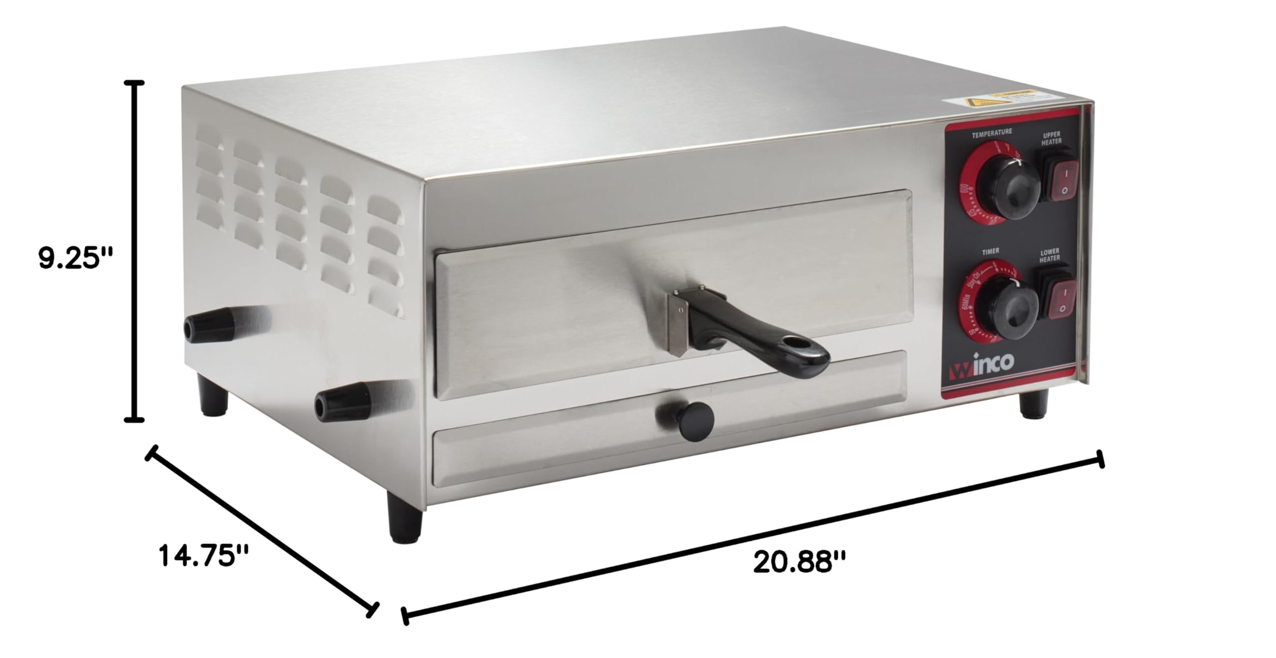 Winco Electric Commercial-Grade Pizza Oven | Dual heating elements ensure even baking 60 minute timer with bell alert Great for Roasting Reheating and Foodservice product thumbnail 8