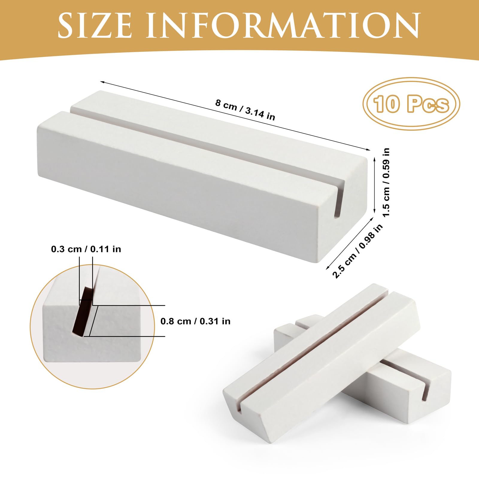YFPOPONE 10 PCS Wooden Place Card Holders, White Menu Wooden Stand for Small Card Display Name Photo Postcard Sign Holder - Image 2