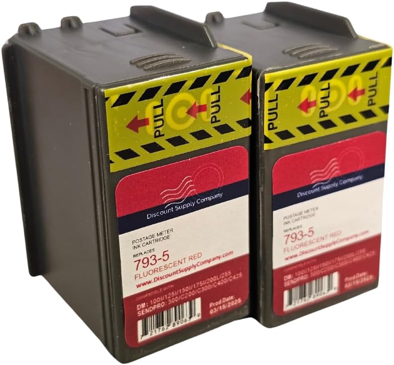 2-Pack Pitney Bowes Compatibe 793-5 Red Ink Cartridge for P700, DM100i, DM125i, DM150i, DM175i, DM200L, DM225 Postage Meters