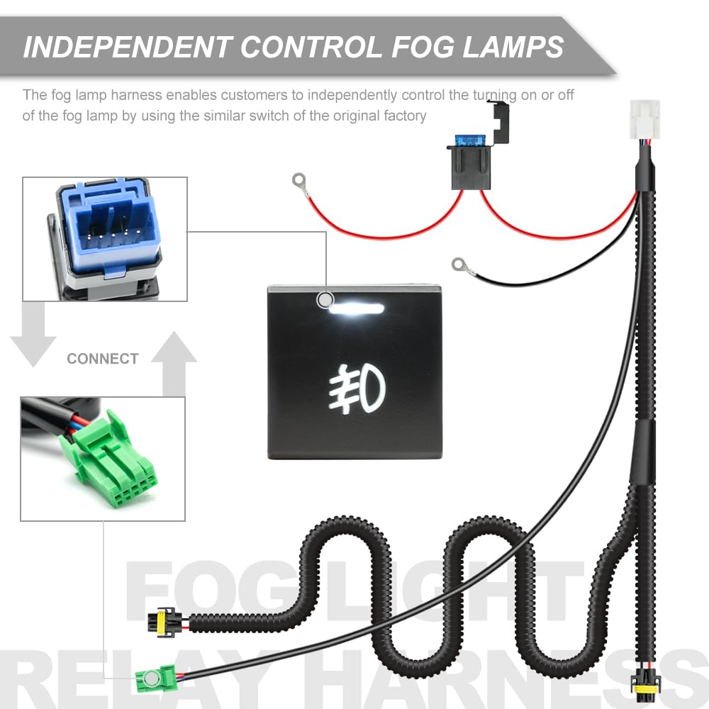 HUIQIAODS H11 Fog Light Wiring Harness Socket Wires LED Switch Relay For Hon-da Niss-an - Foto 3