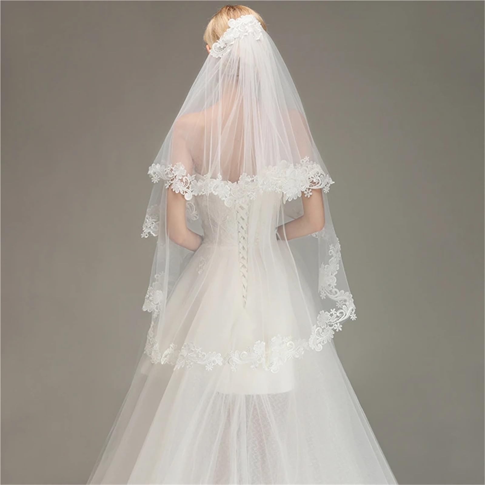Generico Velos de novia Veli da sposa corti bordati Morbido tulle Accessori da sposa Veli da sposa