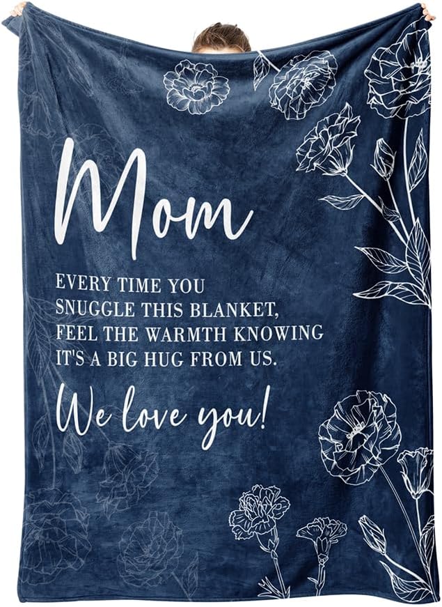 Mom Birthday Gifts, Gifts for Mom Blanket, to My Mother Birthday Gift from Daughter Son, Present for Moms for Christmas 80" x 60", Blue